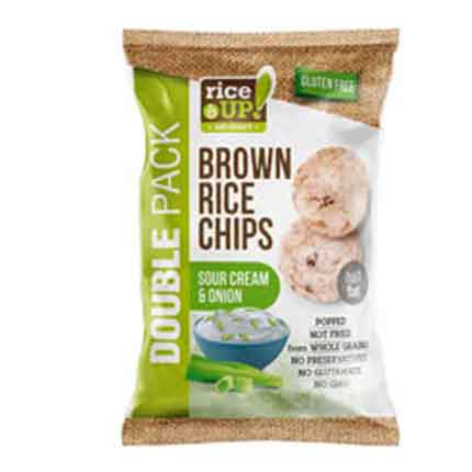 Чипс от кафяв пълнозърнест ориз Райс Ъп 120г Сметана и лук