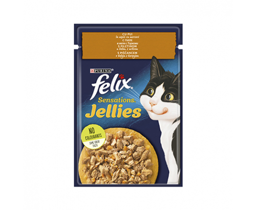 Храна за котки Феликс Сенсейшънс 85г Пауч Пиле и морков в желе Храна за котки Феликс Сенсейшънс 85г Пауч Пиле и морков в желе