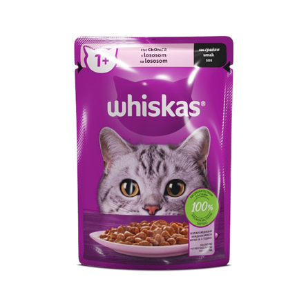 Храна за котки Уискас 85г Пауч Сьомга