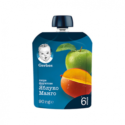 Плодов мус Гербер 90г Ябълка и манго