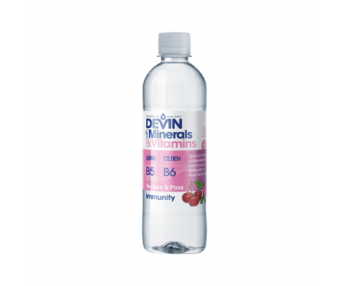 Минерална вода Девин с витамини и минерили 425мл череша и роза