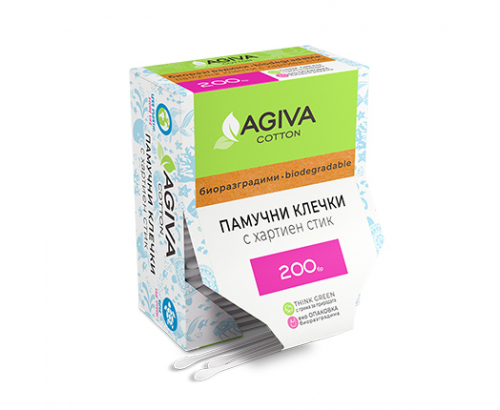Клечки за уши Агива 200бр Биоразградими Клечки за уши Агива 200бр Биоразградими