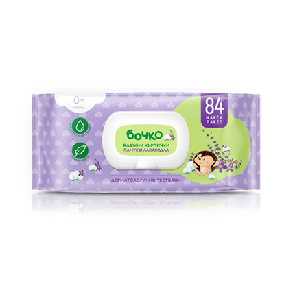 Влажни кърпи Бочко 84бр Лавандула