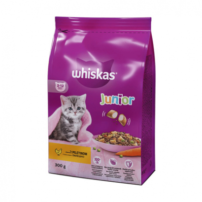 Храна за котки Уискас Джуниър 300г Пилешко Месо