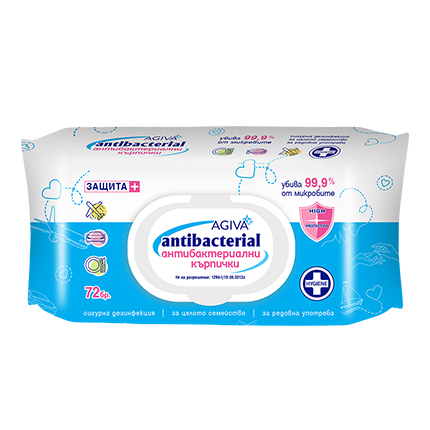 Антибактериални влажни кърпи Агива 72бр Антибактериални влажни кърпи Агива 72бр