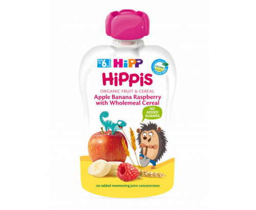 Био плодова закуска Хип 100г Ябълка, банан и малина Био плодова закуска Хип 100г Ябълка, банан и малина