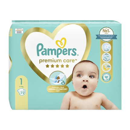 Бебешки пелени Памперс Премиум Кеър 72бр 2-5кг Бебешки пелени Памперс Премиум Кеър 72бр 2-5кг
