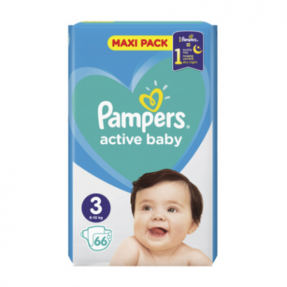 Бебешки пелени Памперс 66бр Актив бейби