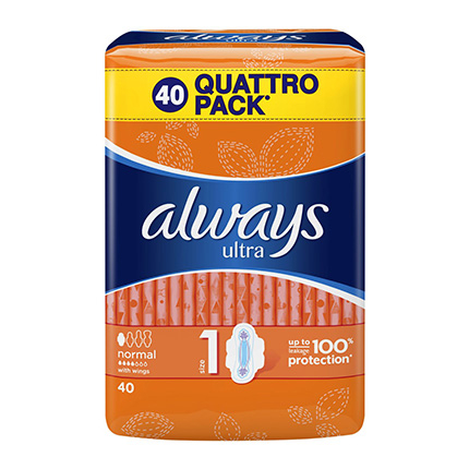 Дамски превръзки Олуейз Ултра Нормал Куатро Дамски превръзки Олуейз Ултра Нормал Куатро