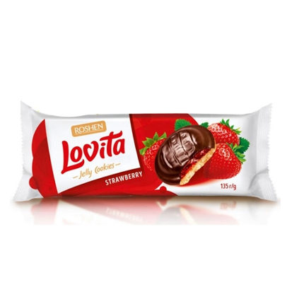 Бисквити Ловита 135г С желиран пълнеж ягода