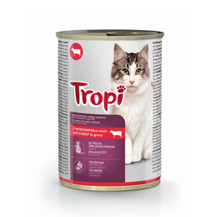 Храна за котки Тропи 415г Консерва Говеждо