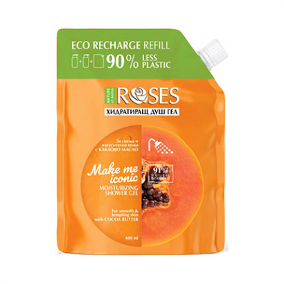 Душ гел Роузес 600мл Папая пълнител