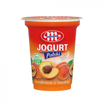 Йогурт Саяна 350мл Праскова и маракуя с цели парченца