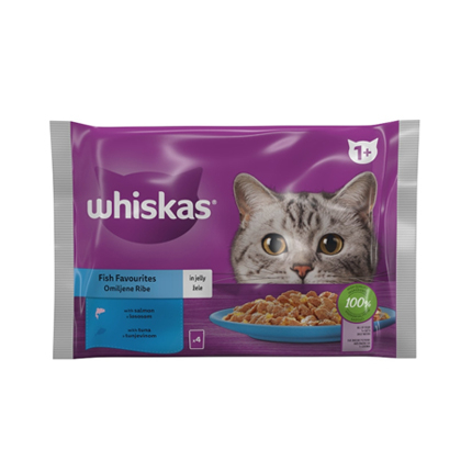 Храна за котки Уискас 4х85г Пауч Рибни Ястия