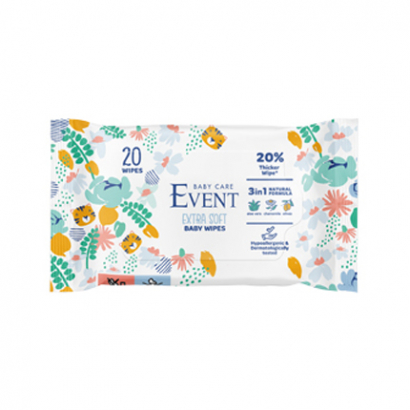 Влажни кърпи Евент Екстра Софт 3в1 20бр Алое, лайка и маслина