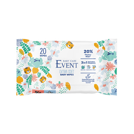 Влажни кърпи Евент Екстра Софт 3в1 20бр Алое, лайка и маслина Влажни кърпи Евент Екстра Софт 3в1 20бр Алое, лайка и маслина
