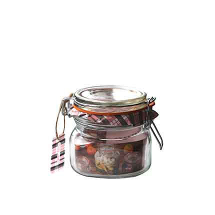 Буркан 500мл Квадратен с клипс