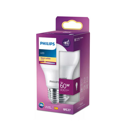 Лед крушка Филипс 7W=60W E27 2700К Лед крушка Филипс 7W=60W E27 2700К