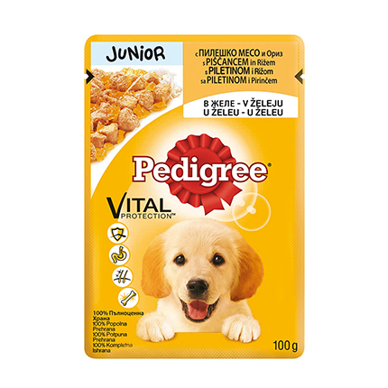 Храна за кучета Педигри Джуниър 100г Пауч Пилешко Месо Храна за кучета Педигри Джуниър 100г Пауч Пилешко Месо