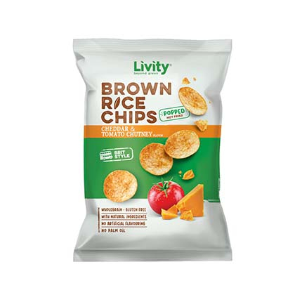 Оризов чипс Ливити 60г Чедър и Доматен сос