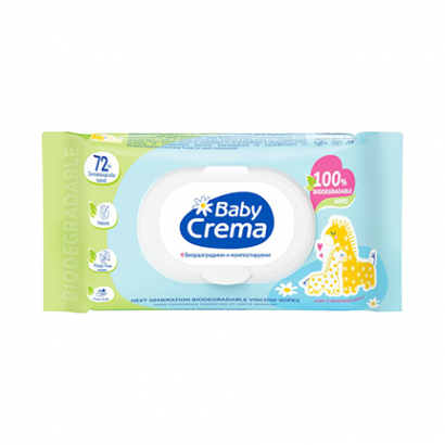 Влажни кърпи Бейби Крема 72бр С лайка биоразградими
