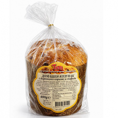 Домашен козунак Теа 400г Със стафиди и портокалови корички