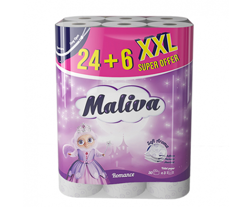 Тоалетна хартия Малива 24+6бр Романс Тоалетна хартия Малива 24+6бр Романс