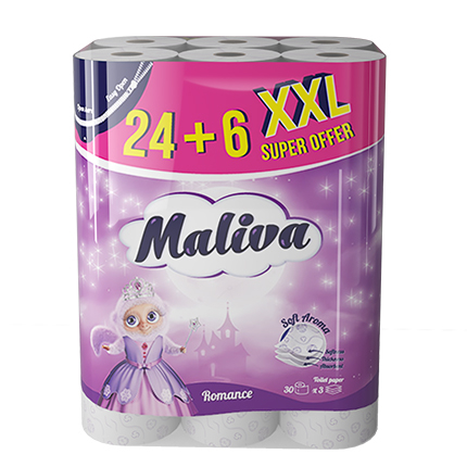 Тоалетна хартия Малива 24+6бр Романс Тоалетна хартия Малива 24+6бр Романс