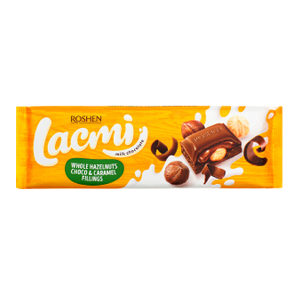Шоколад Рошен Лакми 295г Лешници, карамел и шоколад