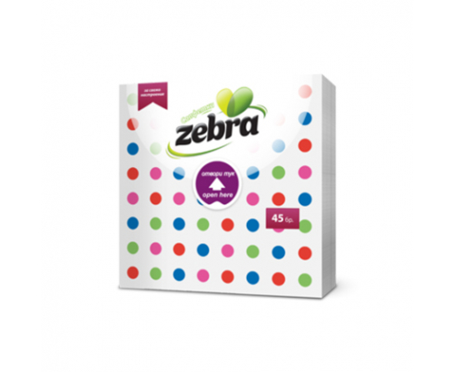 Салфетки Зебра 45бр Точки Салфетки Зебра 45бр Точки