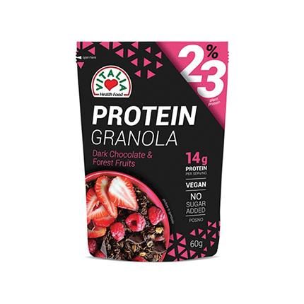 Мюсли Виталия 60г С протеин, шоколад и горски плод Мюсли Виталия 60г С протеин, шоколад и горски плод