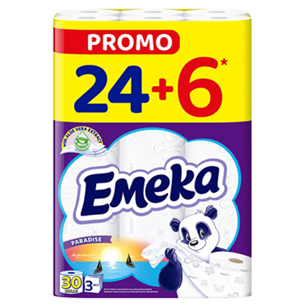 Тоалетна хартия Емека 24+6бр Тоалетна хартия Емека 24+6бр