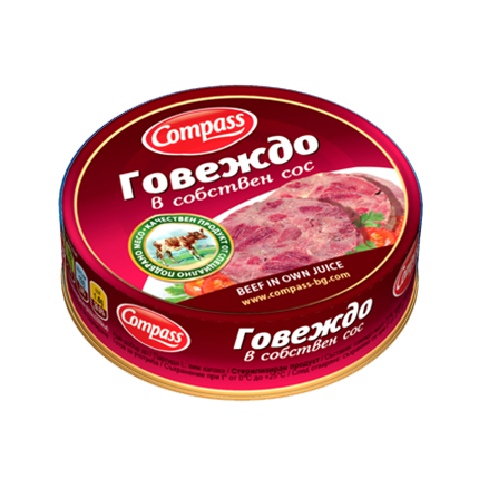 Телешко месо в собствен сос Компас 180г Телешко месо в собствен сос Компас 180г