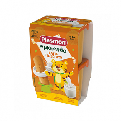 Млечен десерт Пласмон 2х120г 8М+ С бишкоти