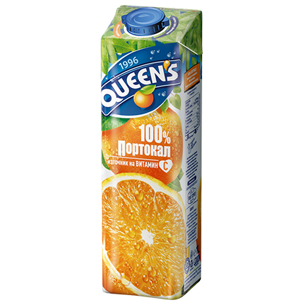 Натурален сок Куинс 1л 100% Портокал