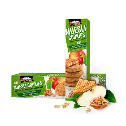 Бисквити Мюсли Боровец 110г ябълки, мед и орехи