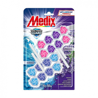 Ароматизатор за тоалетна Медикс Пауър Гард 4х55г Океан и лавандула Ароматизатор за тоалетна Медикс Пауър Гард 4х55г Океан и лавандула