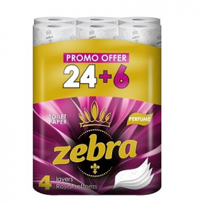 Тоалетна хартия Зебра Парфюм 24+6бр