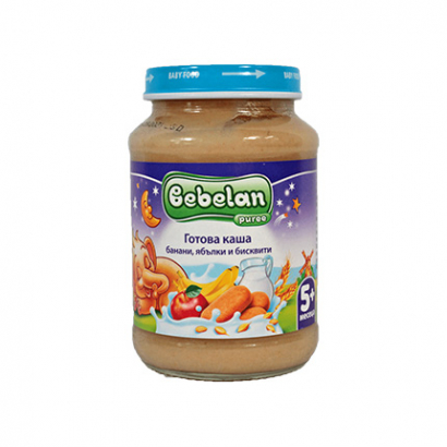 Млечна каша Бебелан 190г Банан, ябълка и бисквита