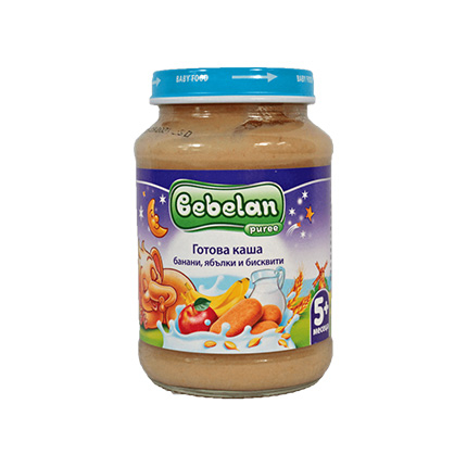 Млечна каша Бебелан 190г Банан, ябълка и бисквита