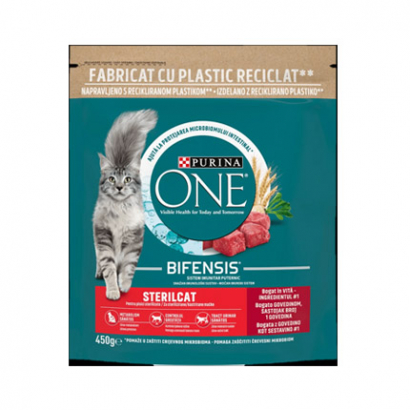 Храна за котки Пюрина Уан Стерил 450г Телешко и пшеница