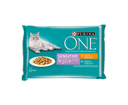 Храна за котки Пюрина Сензитив 4х85г Пауч Пилешко месо и риба тон Храна за котки Пюрина Сензитив 4х85г Пауч Пилешко месо и риба тон