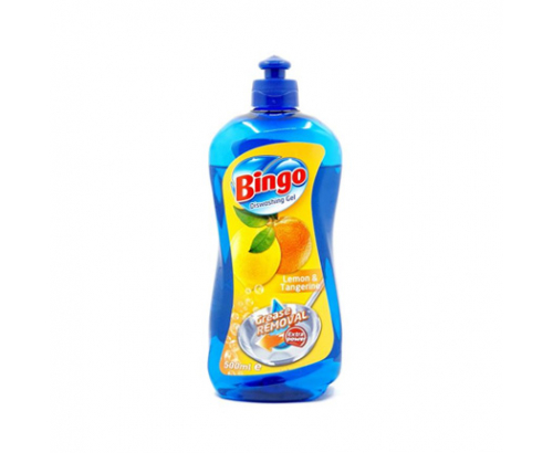 Препарат за съдове Бинго 500мл Лимон и мандарина Препарат за съдове Бинго 500мл Лимон и мандарина
