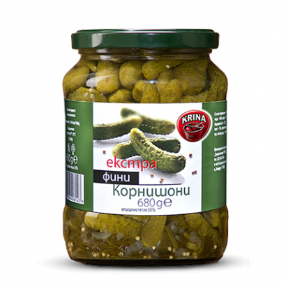 Екстра фини корнишони Крина 680г
