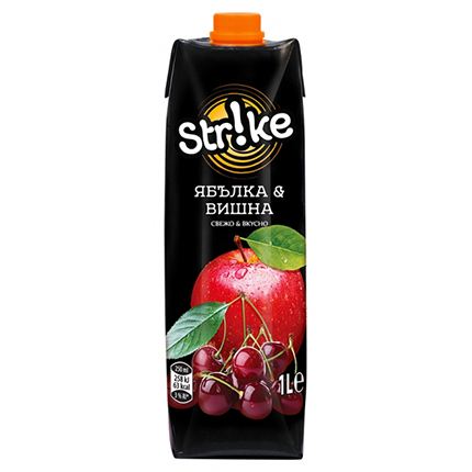 Плодова напитка Страйк 1л Ябълка и вишна