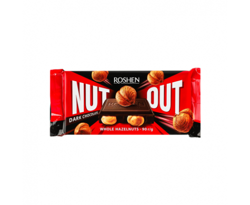 Шоколад Рошен Нът Аут 90г Черен с цял лешник Шоколад Рошен Нът Аут 90г Черен с цял лешник