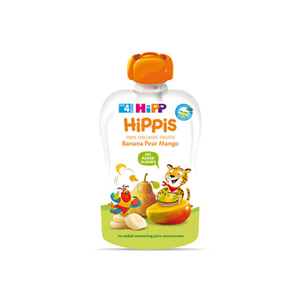 Био плодова закуска Хип 100г Банан, круша, манго
