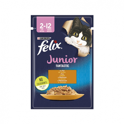 Храна за котки Феликс Фантастик Джуниър 85г Пауч Пилешко Месо