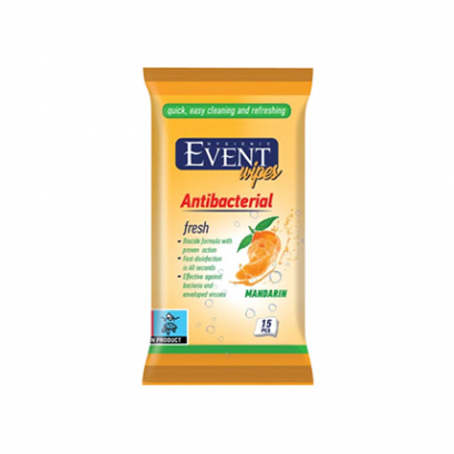 Антибактериални влажни кърпи Евент 15бр Мандарина