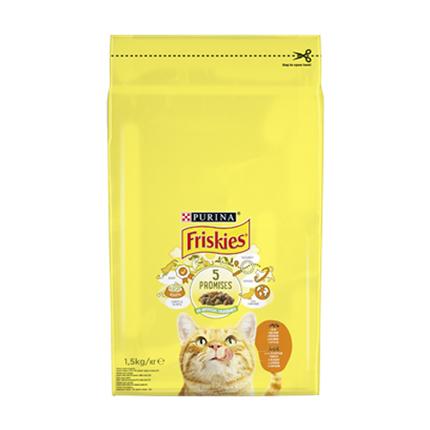 Храна за котки Фрискас 1,5кг Суха Пиле и зеленчуци